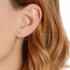 Jewelry Cubic Earring Manufacturer 14k Vermeil Gold Plated Hoop Jewelry Cubic Zirconia Drop Cross Earrings