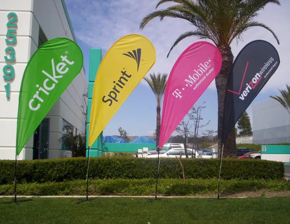 Any Size Custom Brand Logo Feather Teardrop Square Polyester Print Knife Flag Show Flag Display Advertising Flag
