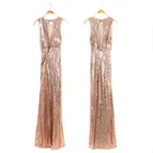 Ladies Women V Neck Maxi Long Mermaid Sequins Gown Party Dress