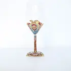 Enamel Colors Classical Luxury Gift Crystal Tall Red Wine Cup Goblet Gin Glasses with Mental Stem