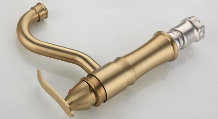 Brushed Gold Single Handle Bathroom Basin Faucet Mixer