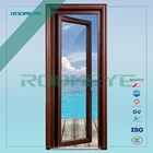 double glass balcony aluminum wood interior glass wood double door