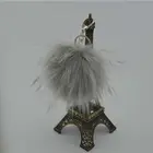 Beautiful black color fake raccoon fur ball faux fur pom pom hat long hair fur pompons
