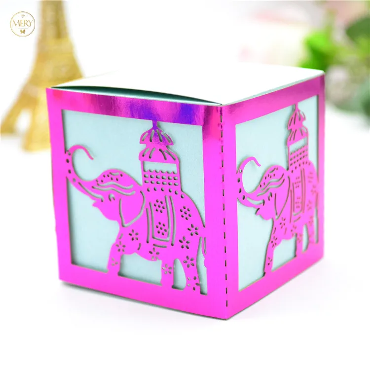 elephant laser cut baby shower party wedding gift box with