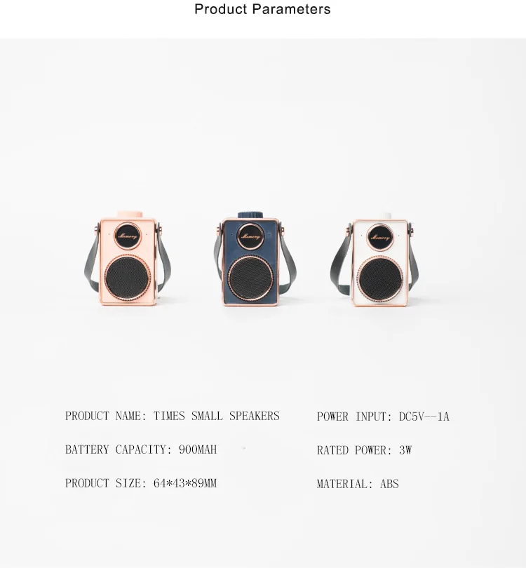 Creative retro camera mini speaker outdoor portable mobile phone wireless blue the tooth speaker - ANKUX.COM
