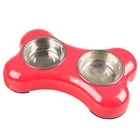 Bone Shaped Custom Stainless Twins Dog Melamine Feeder