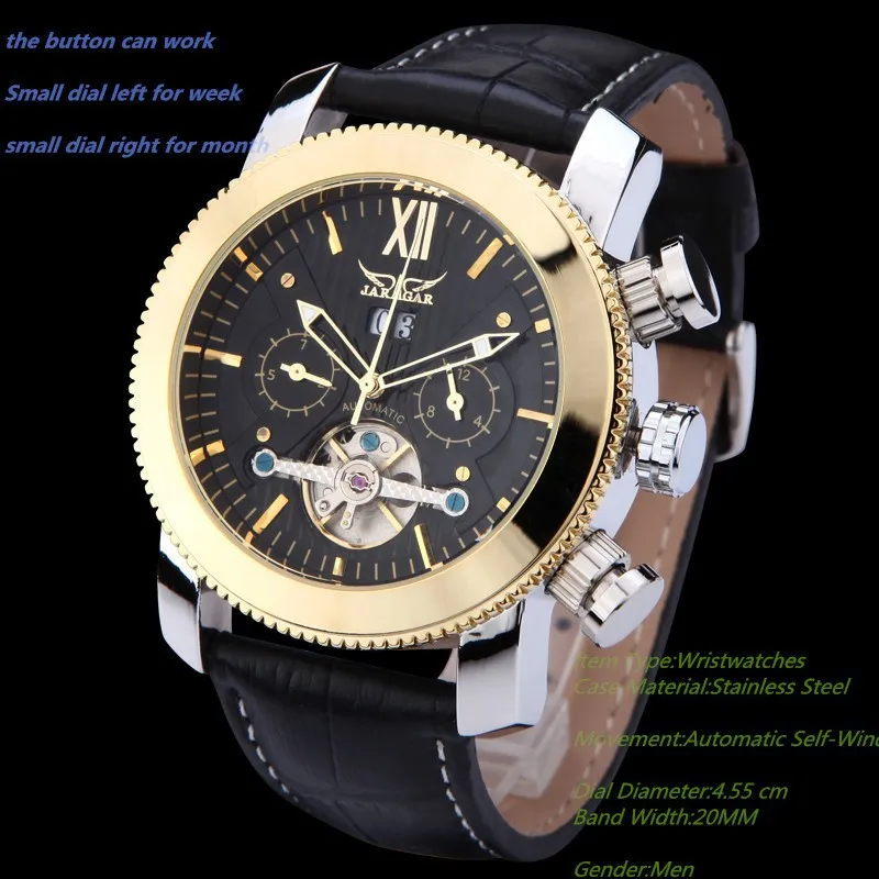 New Fashion Cool JARAGAR Watches Men Luury Brand Sports Military Automatic Mechanical Tourbillion Wristwatches Leather Strap