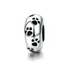 New Arrival 100% 925 Sterling Silver Dog Animal Footprint Spacer Beads fit Charm Bracelet & Necklace DIY Jewelry BAMOER