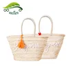 Summer shopping customize embroidery tassels moroccan straw beach bag