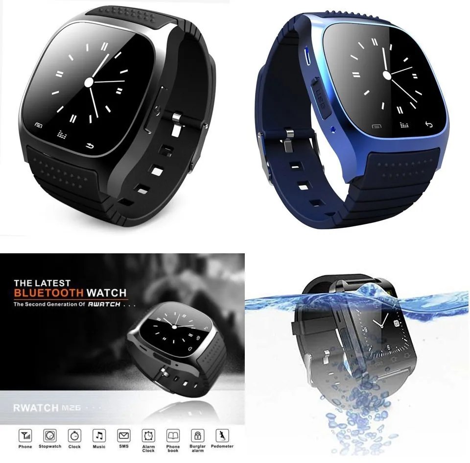 Waterproof Smartwatch M26 Bluetooth Smart Watch With LED Alitmeter Music Player Pedometer For Apple IOS Android Smart Phone