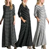American Clothing Boutique Latest New Model Fashion Ladies Casual Shift Loose Fit Knit Striped Kaftan Maxi Dress Wholesale