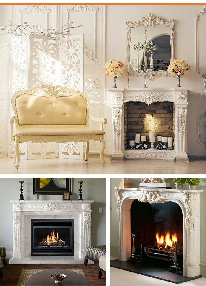 PFM white marble stone fireplace antique marble fireplace