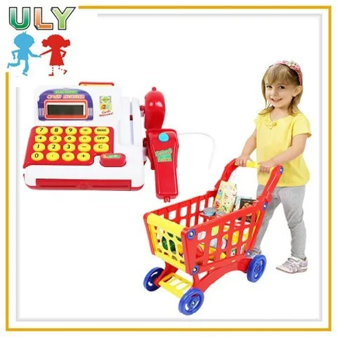 Funny kids educational pretend play toys plastic scanner toy cash register