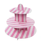Disposable fda good grade pink 3 layer cake tools wholesale paper pop display cake stands