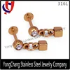 Wholesale 16G Titanium Steel Barbell Dangle Cubic labret Ring lock Lip Stud with crystal