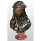 Art work custom hand carved girl in veil bust statue