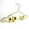 551-18 Gold Shiny Metal Wire Garment Shirt Pants Clothes Hangers With 2 Adjustable Clips