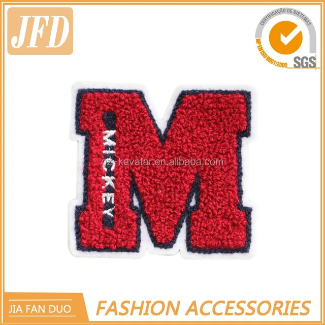 custom patches brands clothing embroidered chenille brush letter patch