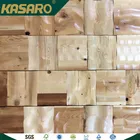 Morden style 3D Art wooden wall panel solid wood mosaic tile woven effect wallpaper