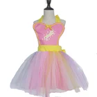 New Design Unicorn Gauze Princess Dress Custom Design Various Color Girl's Tutu dress For Baby Birthday Party
