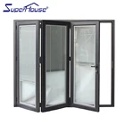 Double glazing folding door track aluminum louvered bifold doors gates