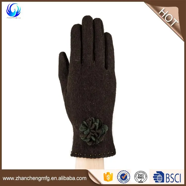 wholesale leather gloves 100% alpaca wool gloves with high quality