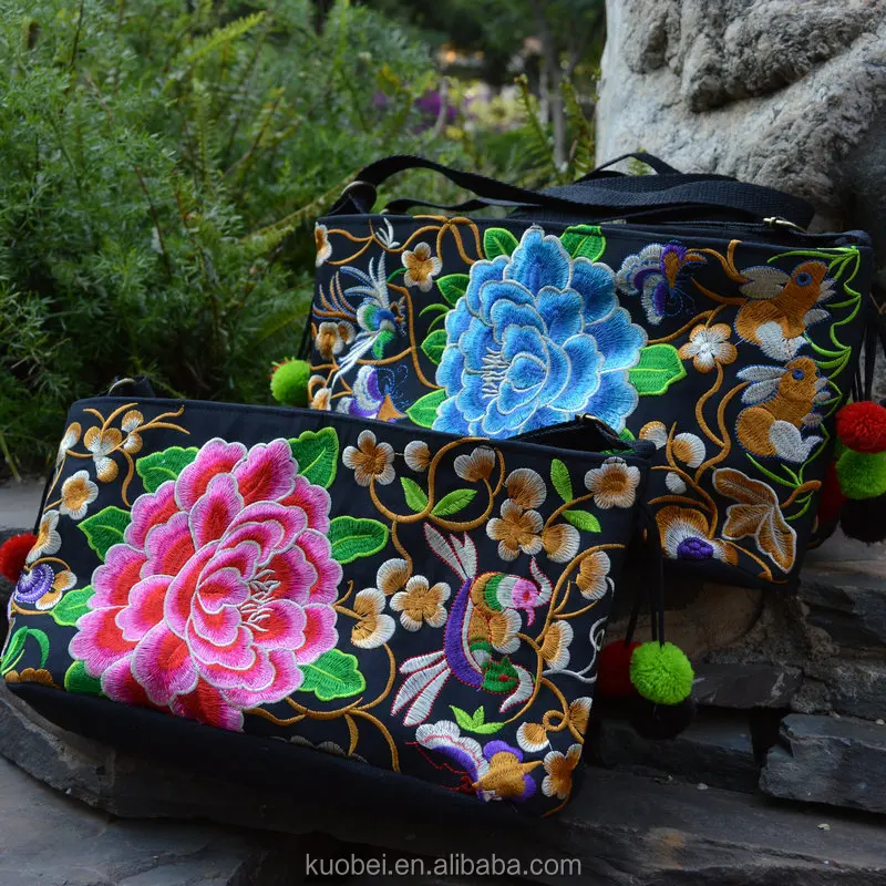 Style National Wind Bag Handmade Peony Embroidered Bags Handmade