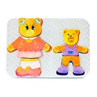 Pocket Wooden Magnetic Puzzle Games, Cute Fridge Magnets, Wooden Jigsaw Dress Up Bear Toy With Metal Storage Box for Girls