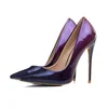 AL-873 New model shoes pictures gradient color patent leather women ladies office footwear pump shoes