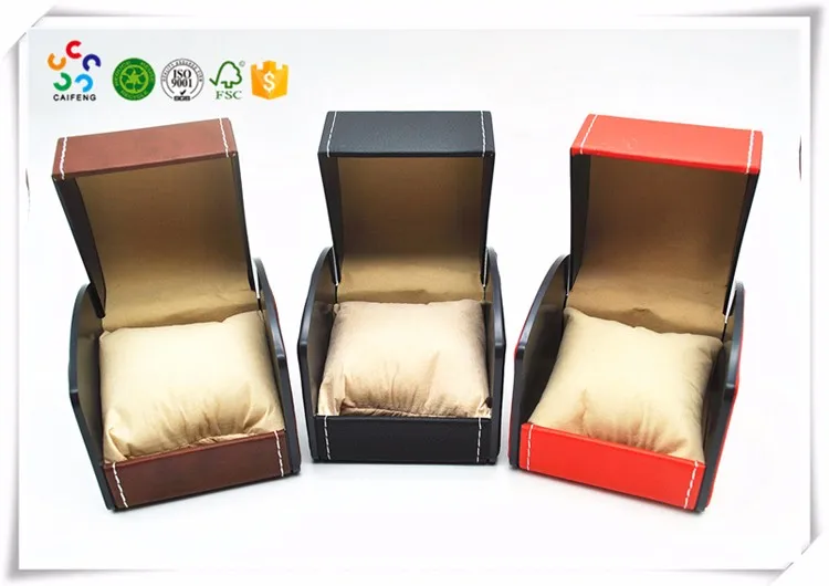 custom leather wrist watch gift box with small pillow inside