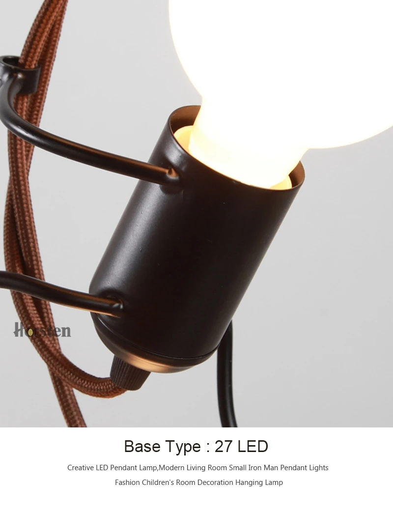 Creative Modern LED Pendant Lamp Black Small Iron Man Pendant Lights For Living Room Children Room Decoration Hanging Lamp (17)