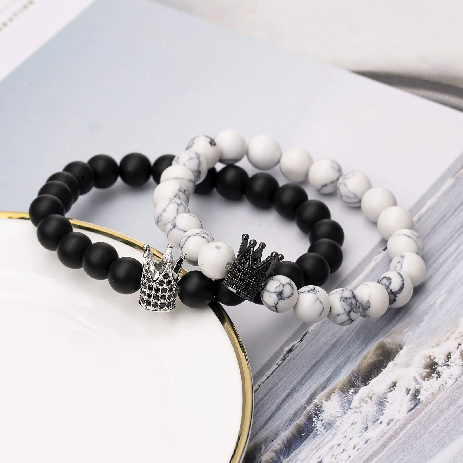 loftily jewelry high quality alloy crown charm elastic bracelet