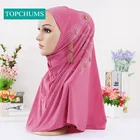 china cheap wholesale floral crystal fashion muslim headscarf one piece hijab