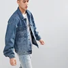 Wholesale high quality button down light blue oversize men denim jacket