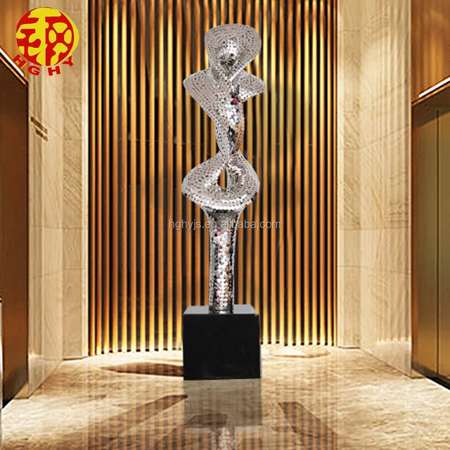 Abstract metal hotel clubhouse large sculpture outdoor stainless steel stand up decorative arts and crafts creative art decorati