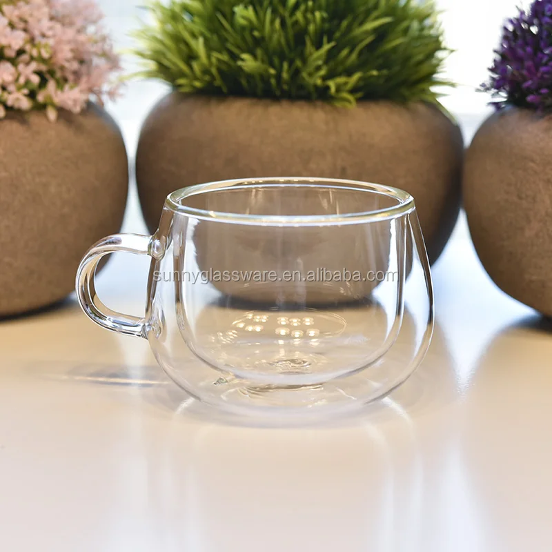 146ml double wall borosilicate glass mug for tea