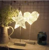 LED Night Light Star Heart Moon Shape Grass Rattan Woven Light Battery Power Girls Bedroom Decorative Table Lamp Kids Gift Toy