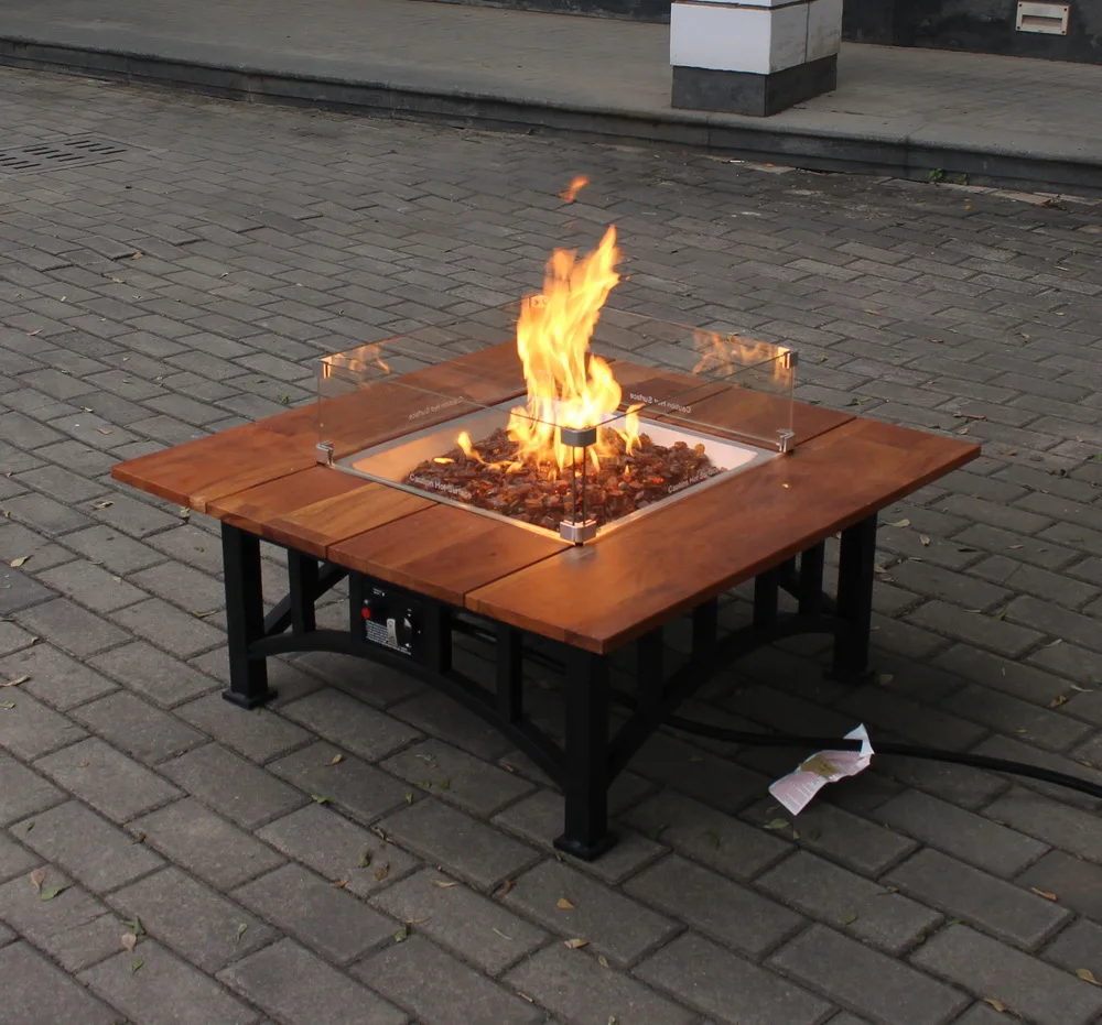 34 Inch Outdoor Wood Top Or Concrete Square Top Firetable New