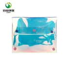 oem button closure pvc holographic coin phone women purse wallet