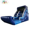 Mobile Inflatable Double Lane Marble Material Climbing Slip and Water Slide With Pool