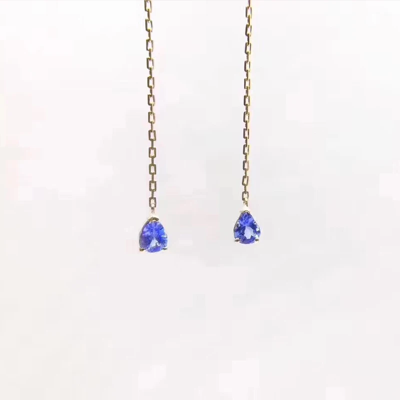 ANI 18k Yellow Gold Women Tanzanite Dangle Earrings 0.35 ct Pear Cut Tanzanite Drop Earrings Bridal Wedding Brincos Jewelry ANI 18k Yellow Gold Women Tanzanite Dangle Earrings 0.35 ct Pear Cut Tanzanite Drop Earrings Bridal Wedding Brincos Jewelry