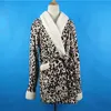 Hot sale simple style OEM coral fleece custom leopard print bathrobe