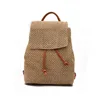 Good Quality Straw Backpack Beach Bag with PU Leather Handle