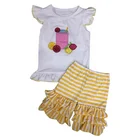 Hot Sale Summer Baby Girls Outfit 2 Pieces Boutique Clothing Set For Child Clothes Set With Applique