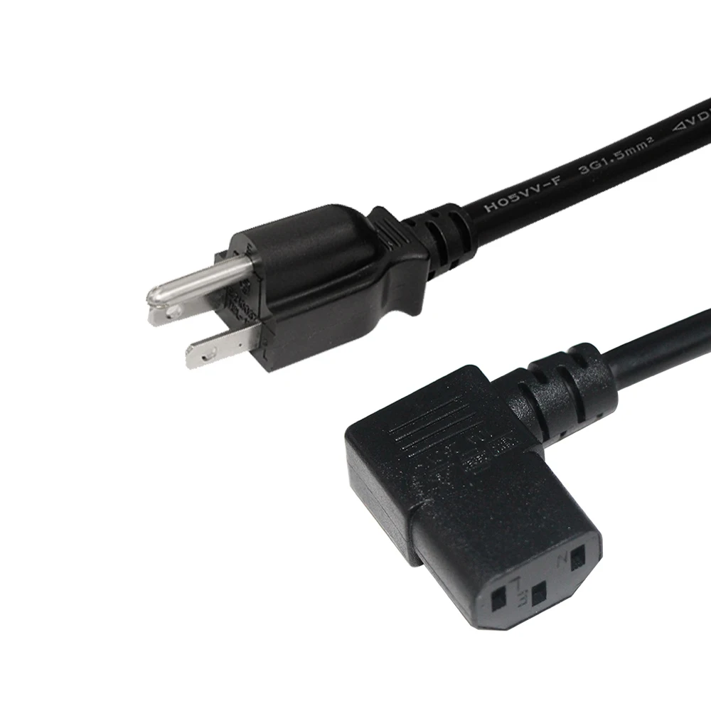 USA 3 pin to IEC right angle C13 power cord