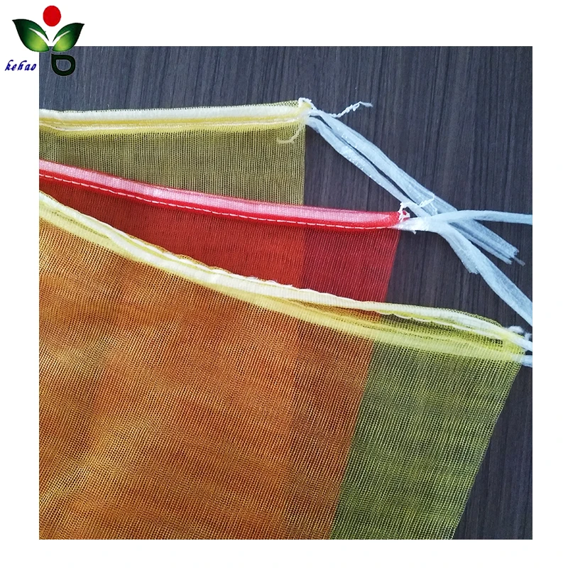 PE plastic onion garlic potatoes monofilament nylon mesh drawstring bag for sale