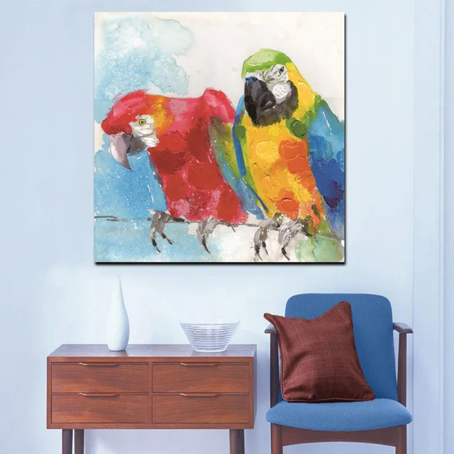 painting style,paintingeyeson oil painting style watercolour parrot art canvas print custom