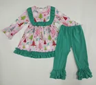 2018 Wholesale baby clothes outfits Christmas kids clothing girls boutique children clothes set for holidays