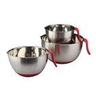 Stainless Steel Mixing Bowl set with Lids, Easy Grip Long Handle