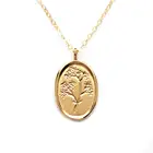 Fashion 18k gold pendant emerald palm tree coin necklace for ladies
